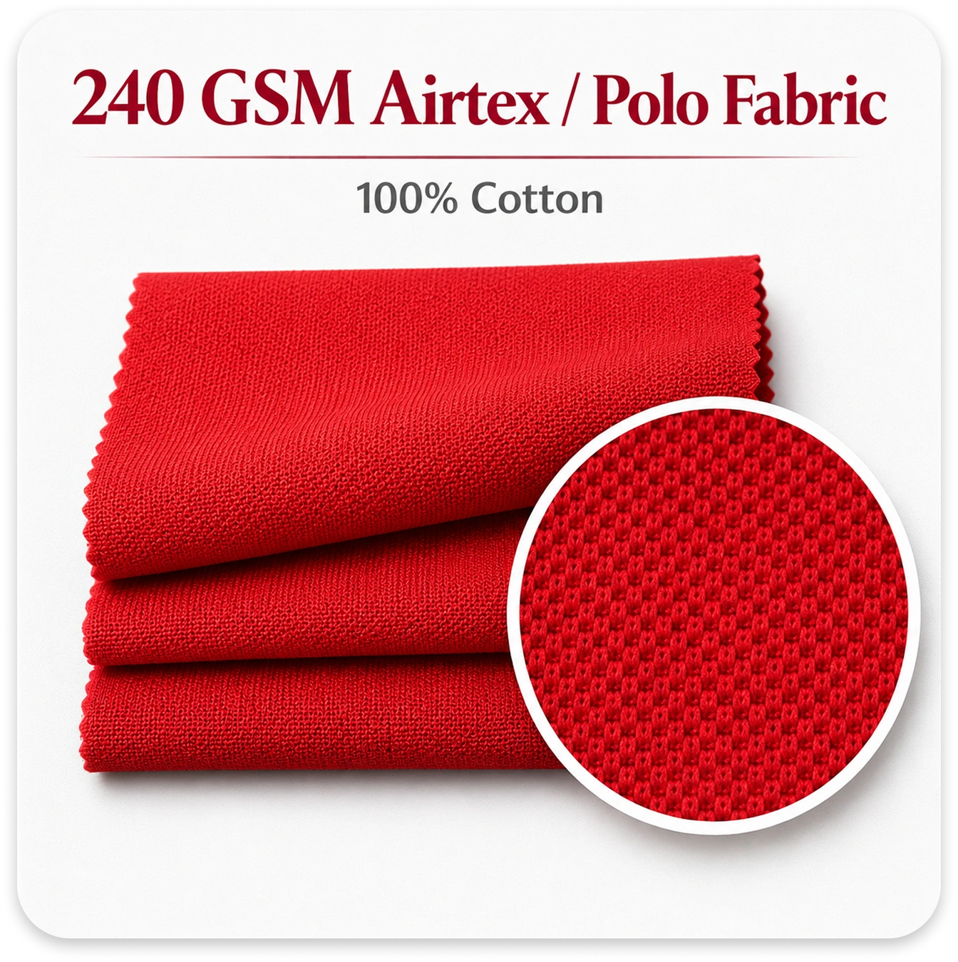 240 GSM Airtex Polo Fabric